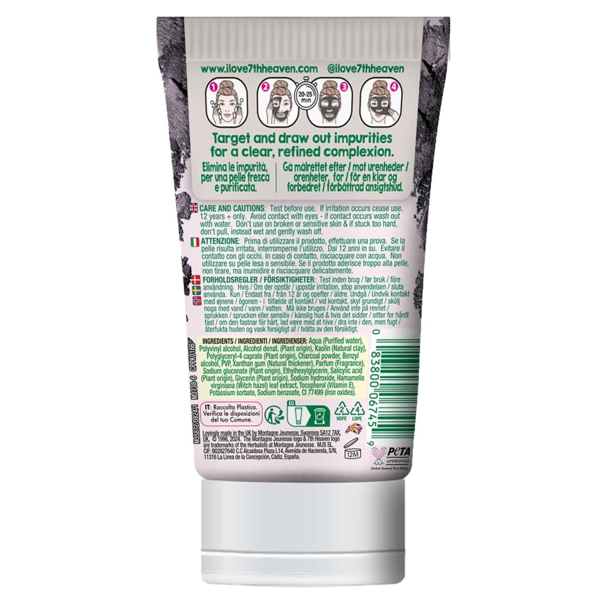Maschera Viso Peel Off 7th Heaven CHARCOAL 50 ml