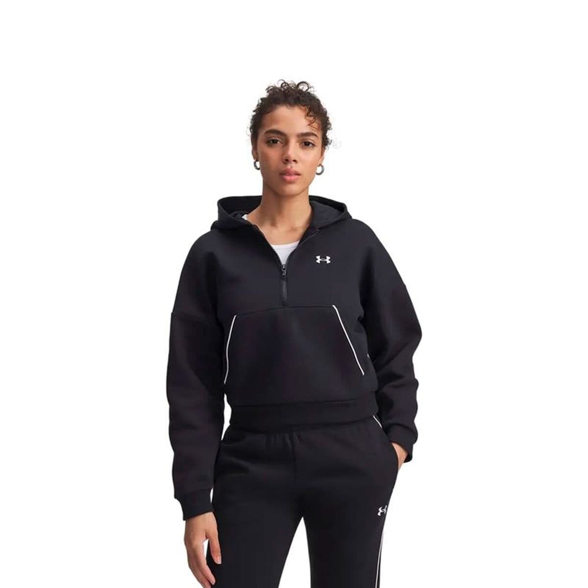 Felpa con Cappuccio Donna Under Armour Rival Flc Piped Hz Nero