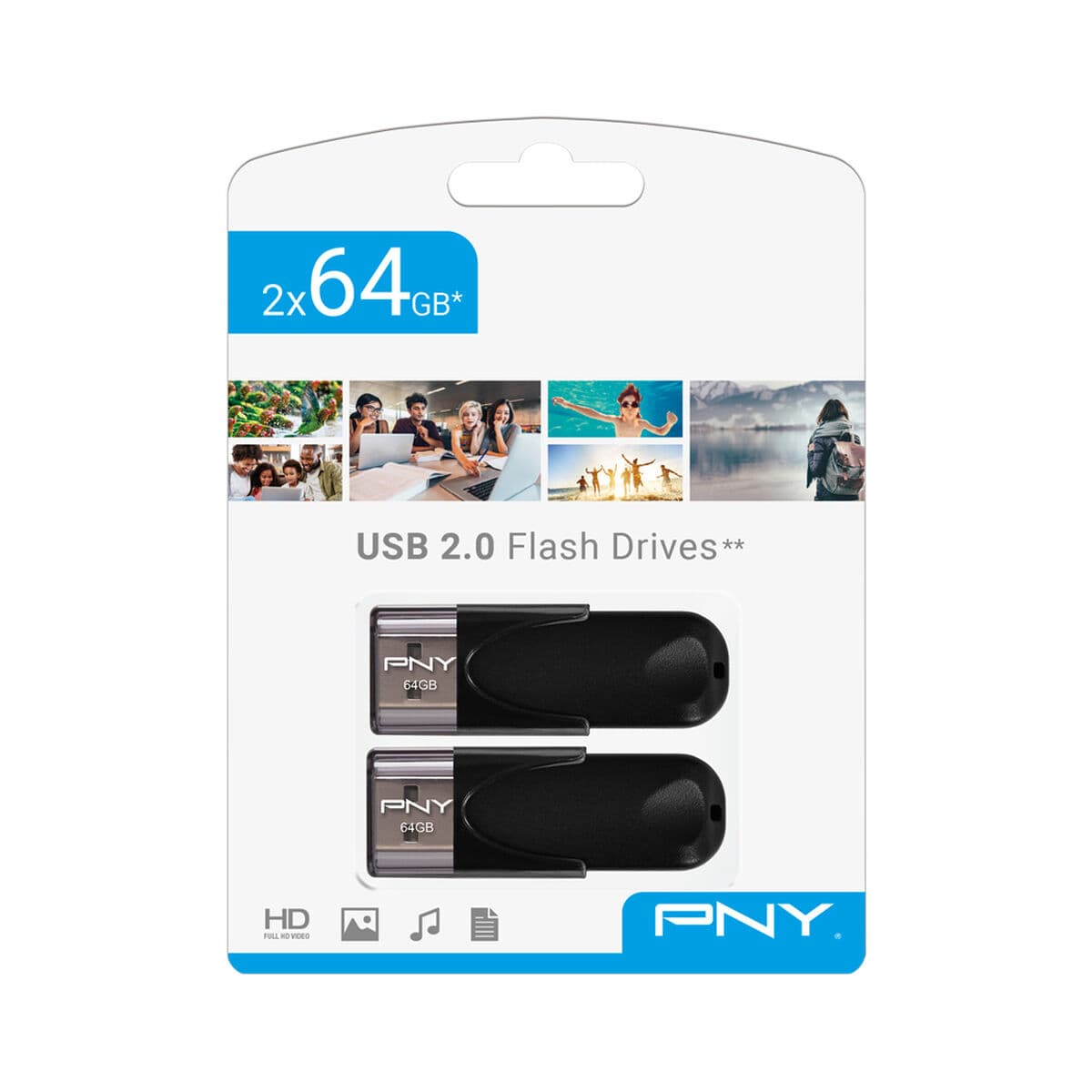 Memoria USB PNY FD64GATT4X2-EF Nero 64 GB (2 Unità)