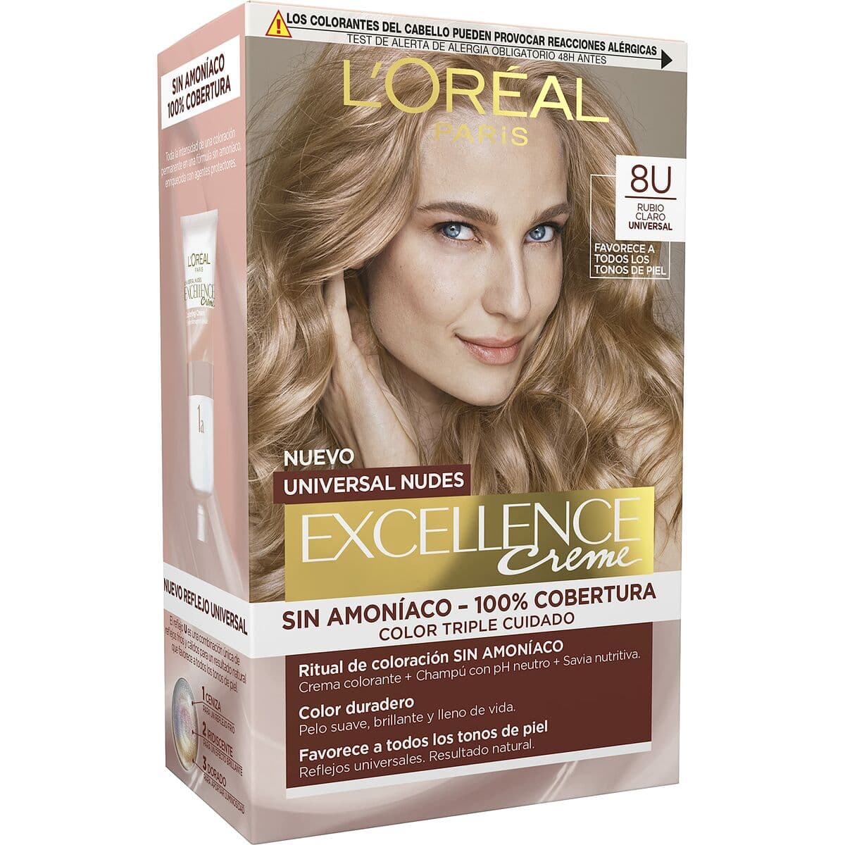 Tintura Permanente L'Oréal Paris Excellence Nº 8u-Light Blonde (5 Unità)