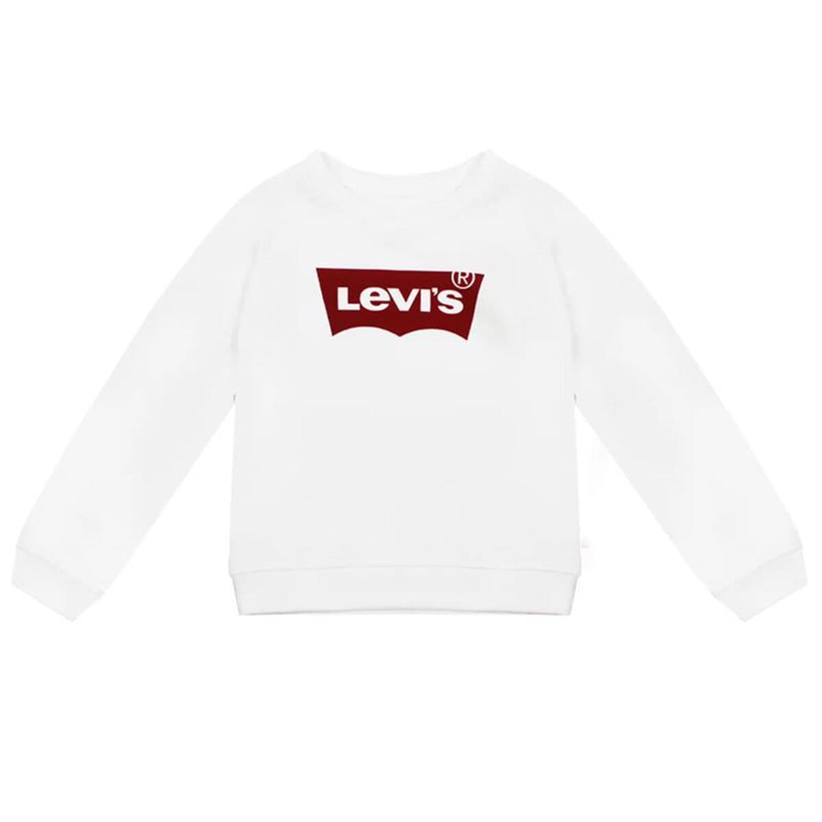 Felpa senza Cappuccio da Bambina Levi's Key Item Logo Crew Bianco