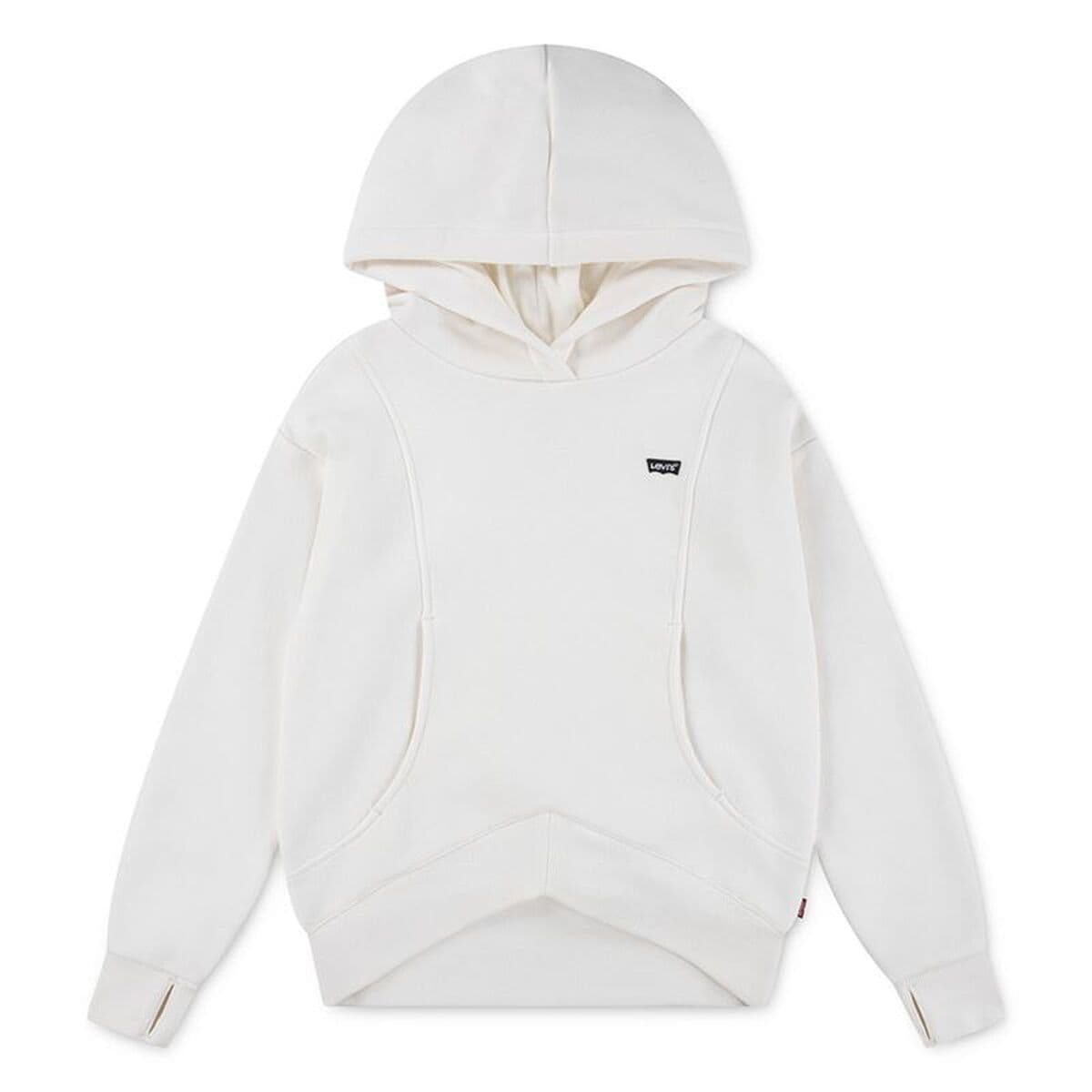 Felpa con Cappuccio da Bambina Levi's Batwing Patch Bianco