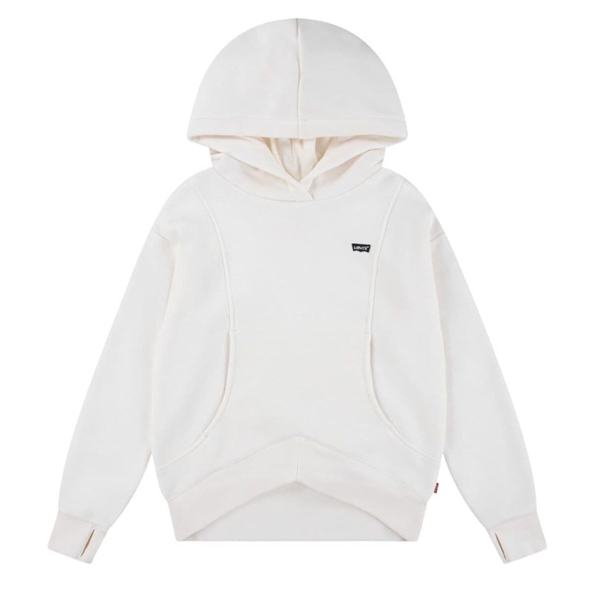 Felpa con Cappuccio da Bambina Levi's Batwing Patch Bianco