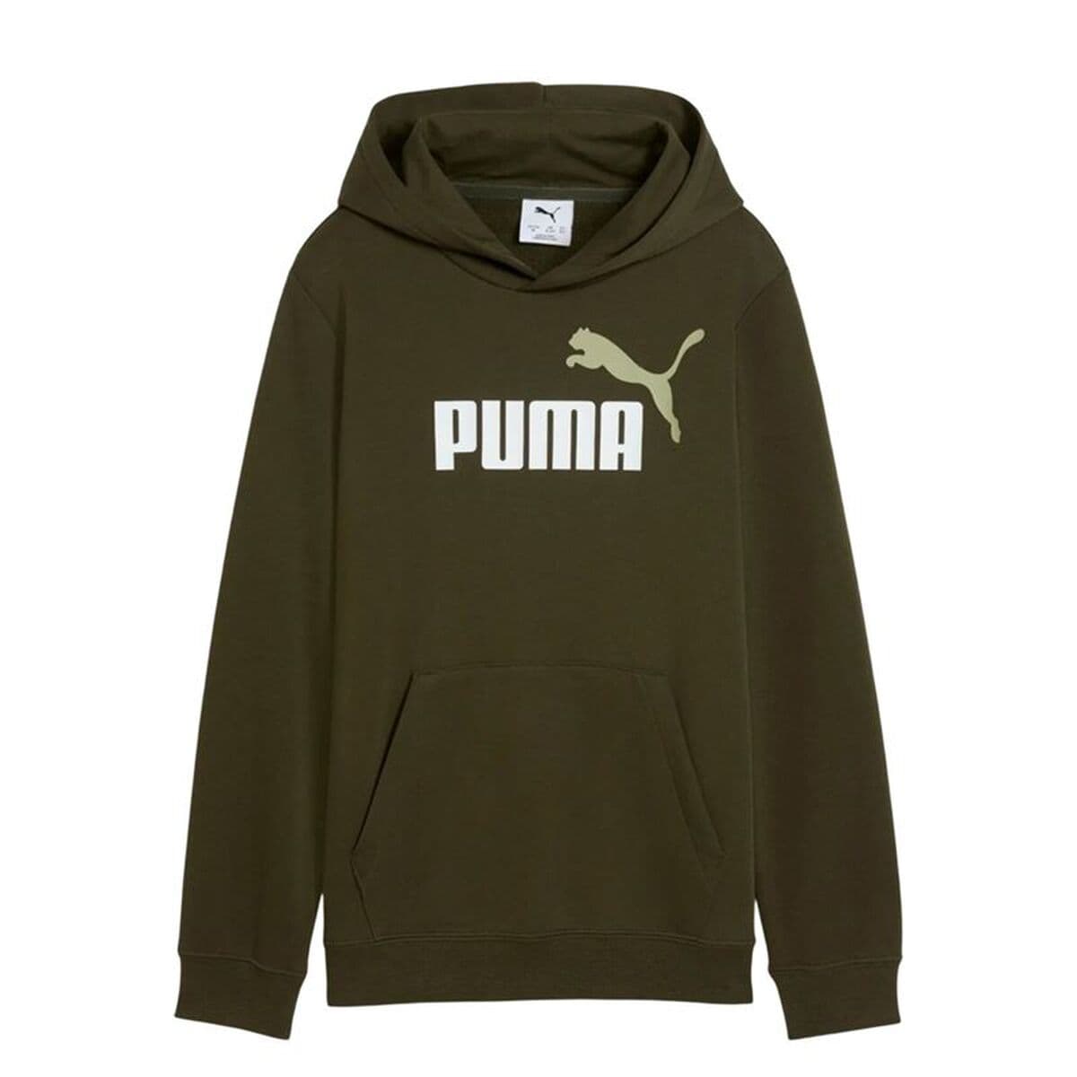 Felpa con Cappuccio Bambino Puma Essentials 2 Color No.1 Log Verde scuro Oliva