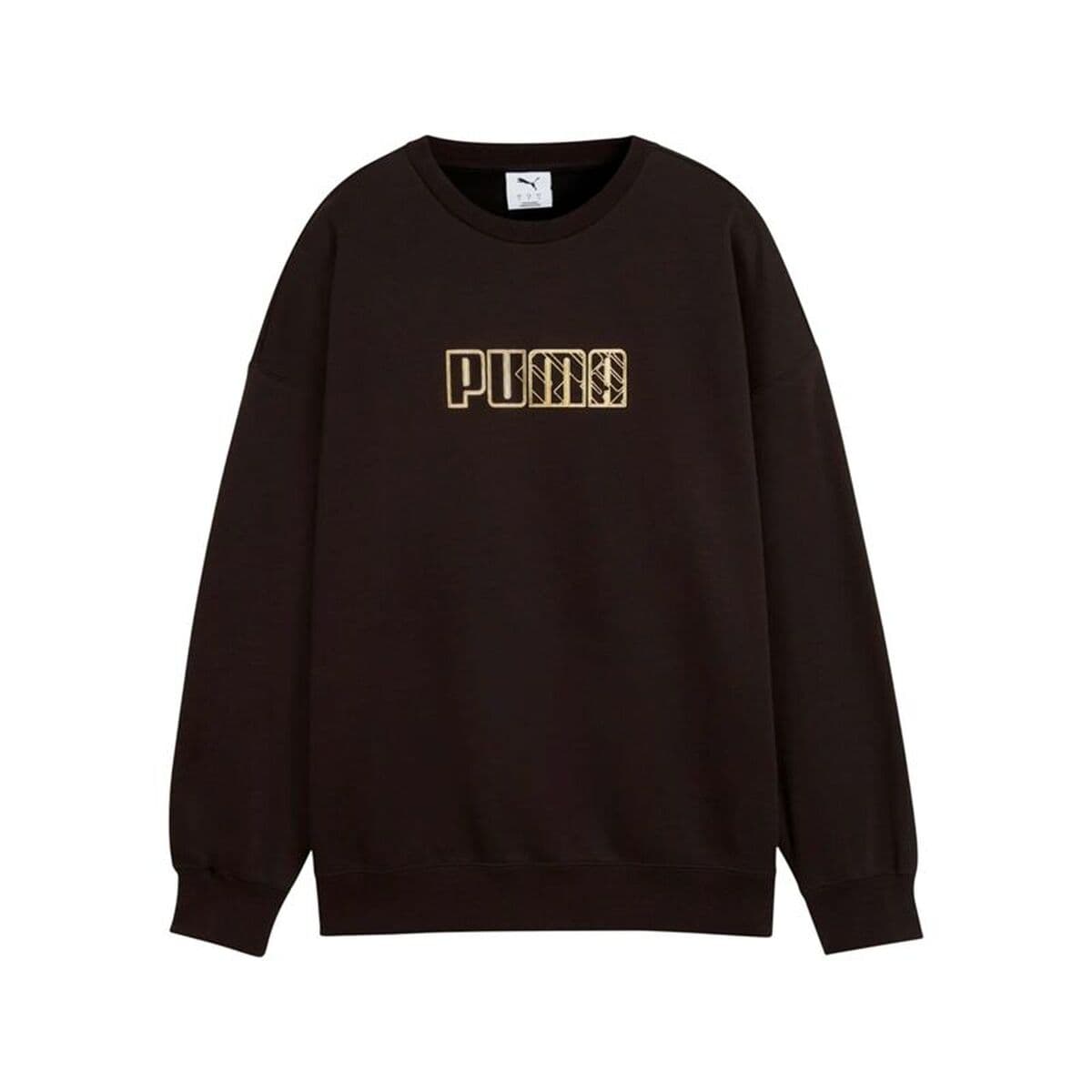 Felpa senza Cappuccio Donna Puma Maximal Metallic Oversized Crew FL Nero