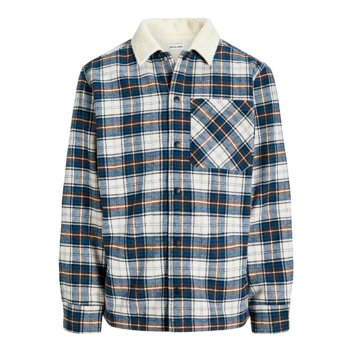 Camicia a Maniche Lunghe Uomo Jack & Jones Jjzac Teddy Overshirt Ls Blu scuro