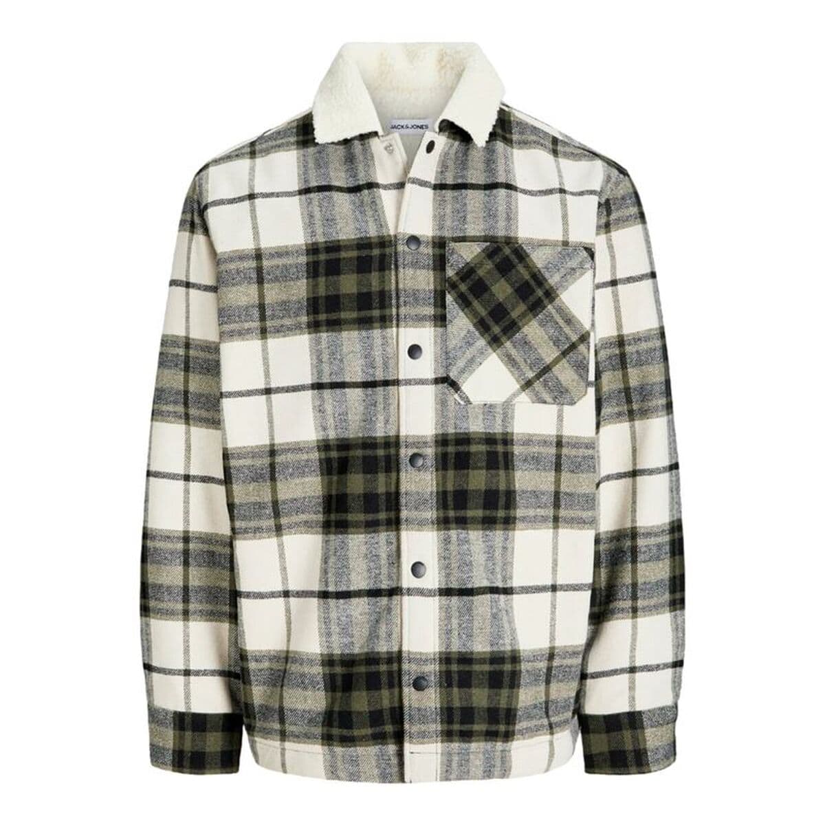 Camicia a Maniche Lunghe Uomo Jack & Jones Jjzac Teddy Overshirt Ls Oliva