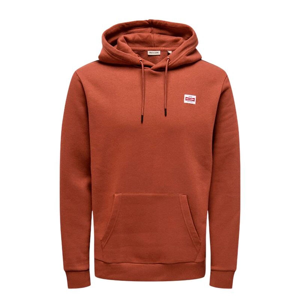 Felpa con Cappuccio Uomo Only & Sons Onsdawson Reg Hoodie Vd Marrone