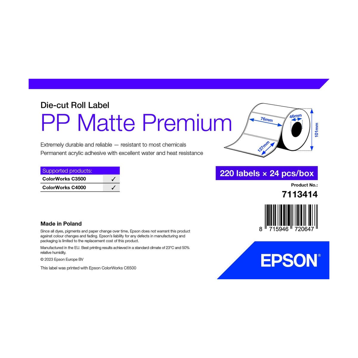 Carta per Stampare Epson 7113414 Bianco (24 Unità)
