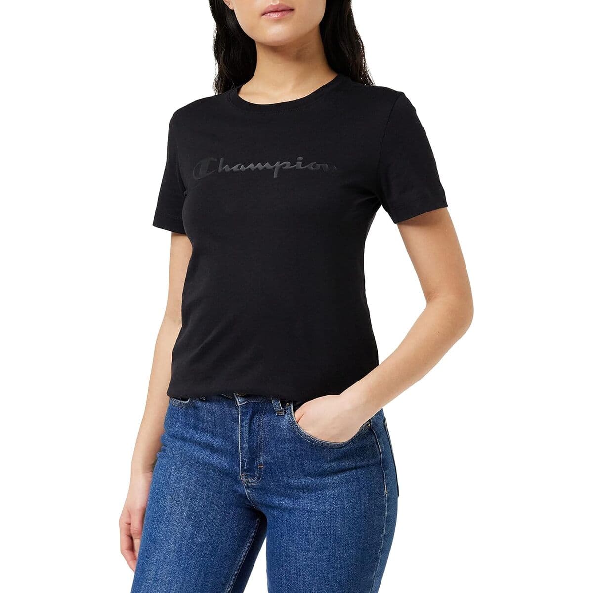 Maglia a Maniche Corte Donna Champion Nero