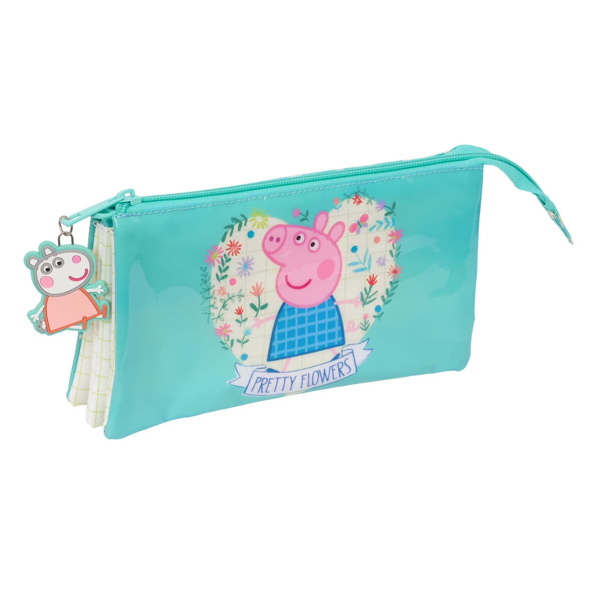 Portaoggetti Triplo Peppa Pig Pretty flowers Giallo Menta 22 x 12 x 3 cm