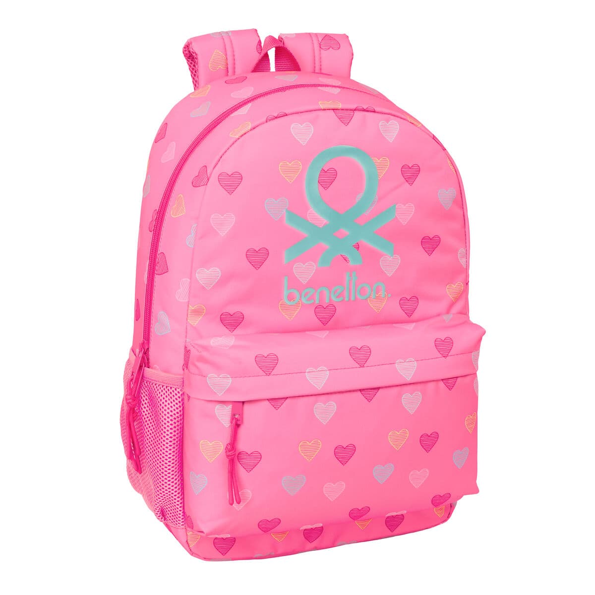 Zaino Scuola Benetton Heart Rosa 30 x 46 x 14 cm