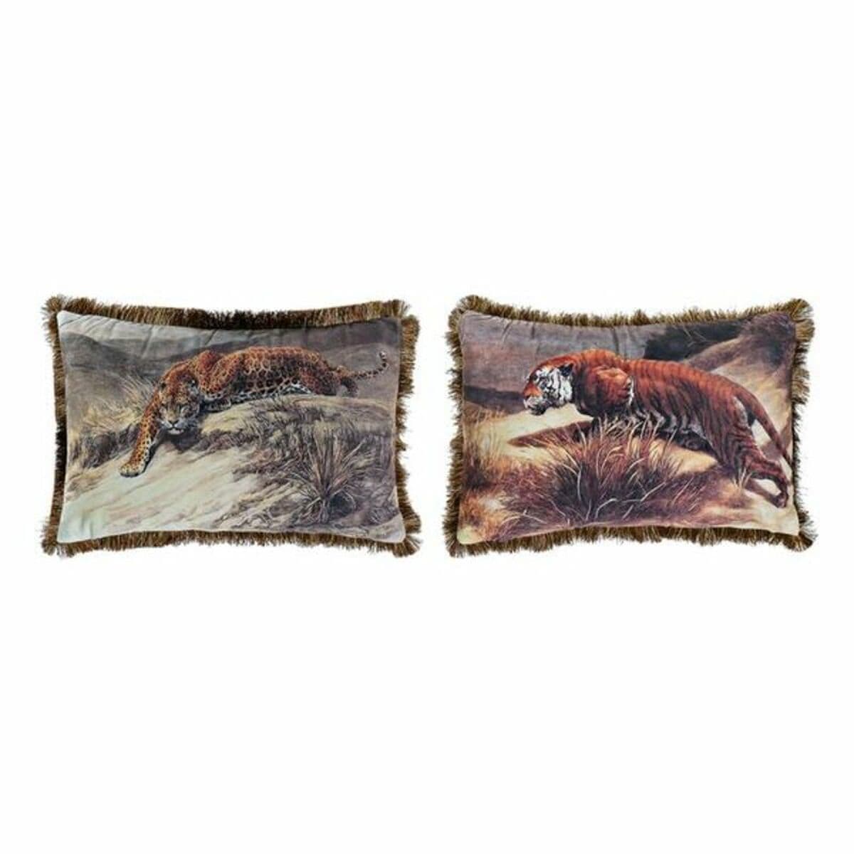 Cuscino DKD Home Decor Alluminio Coloniale Giungla (2 Unità) (2 Pezzi)