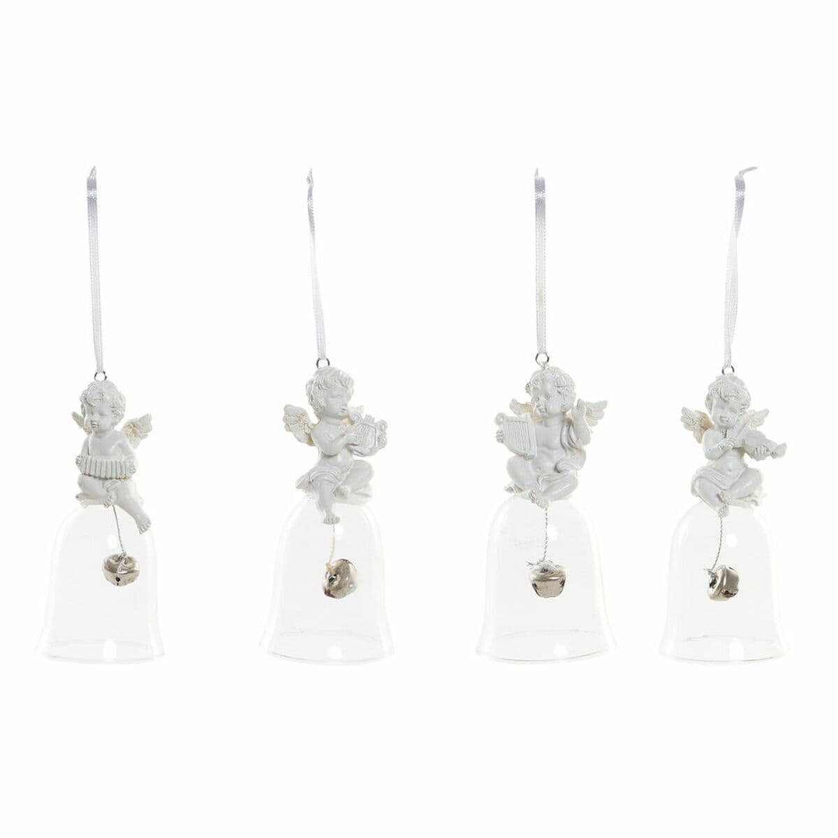 Decorazione Natalizia DKD Home Decor Resina Vetro Angelo (4 pcs) (5 x 5 x 10.5 cm)