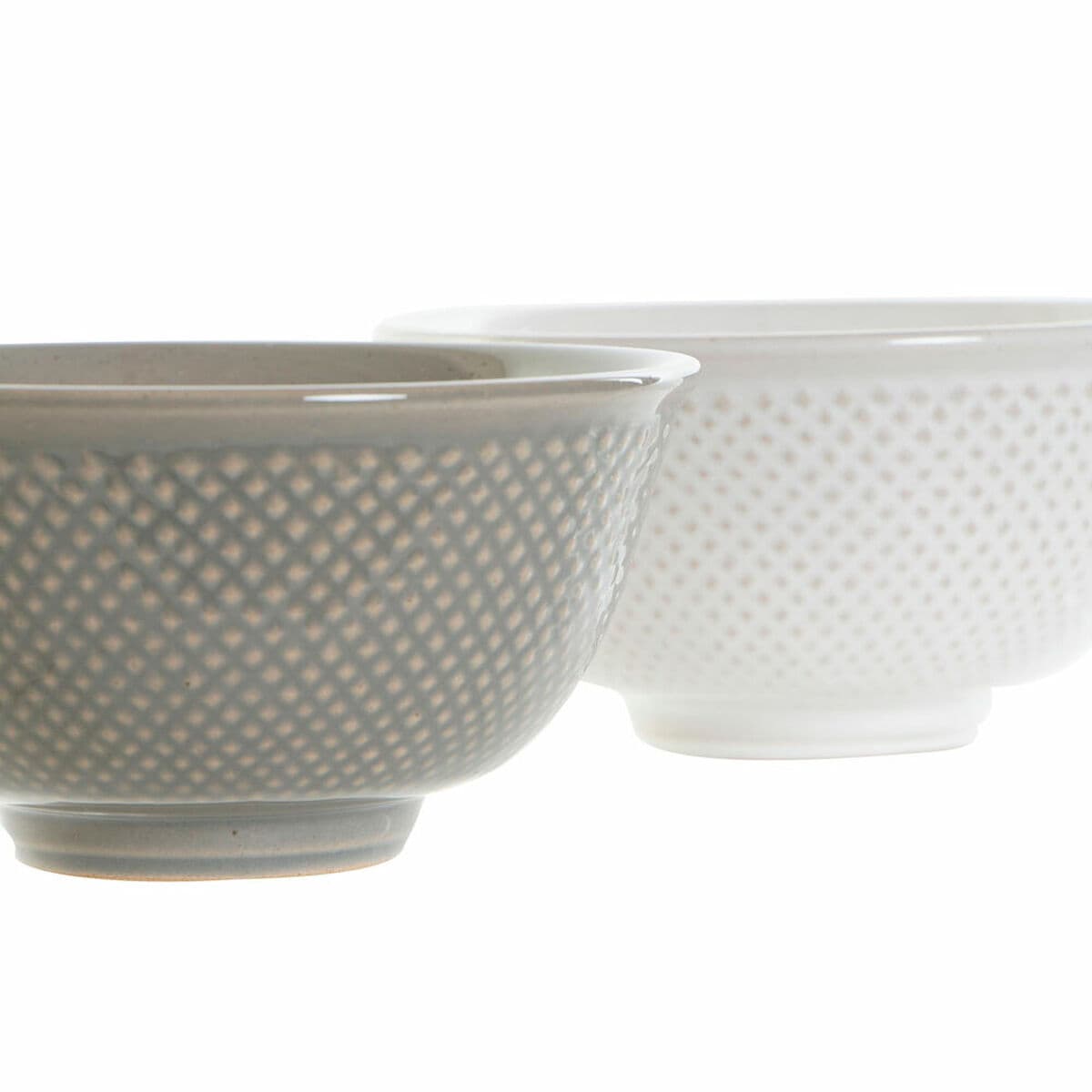 Ciotola DKD Home Decor Bianco Grigio Porcellana Vintage 12,5 x 12,5 x 6,5 cm 2 Pezzi