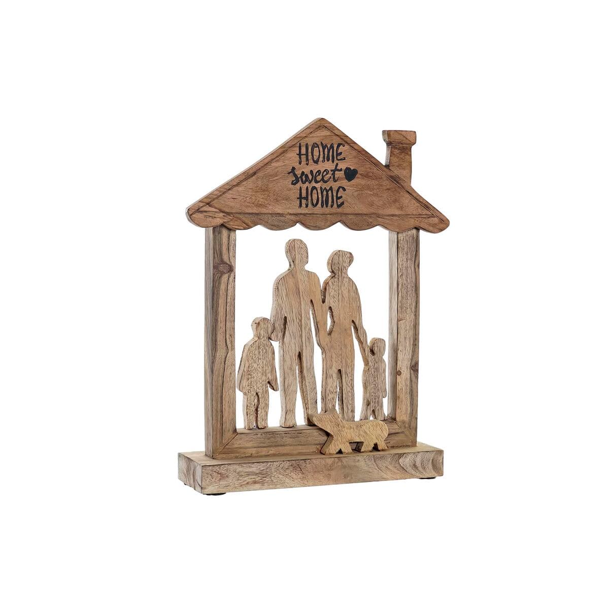 Statua Decorativa DKD Home Decor Marrone Legno di mango Moderno Famiglia (30 x 8 x 39 cm)