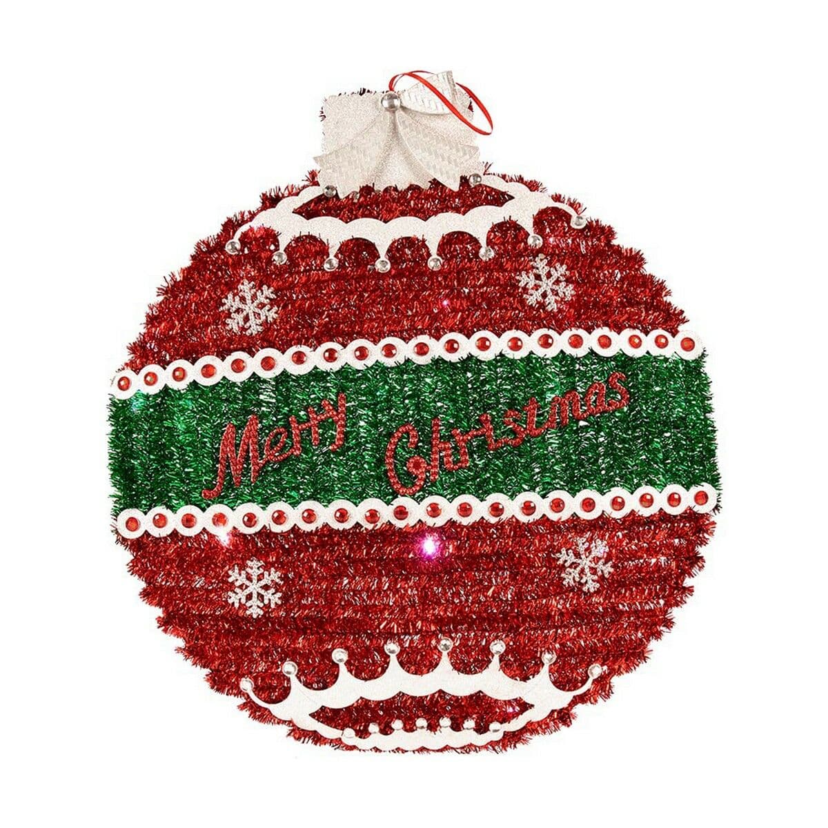 Palla di Natale Krist+ Bianco Rosso Argentato Argento polipropilene PET Plastica Luce LED