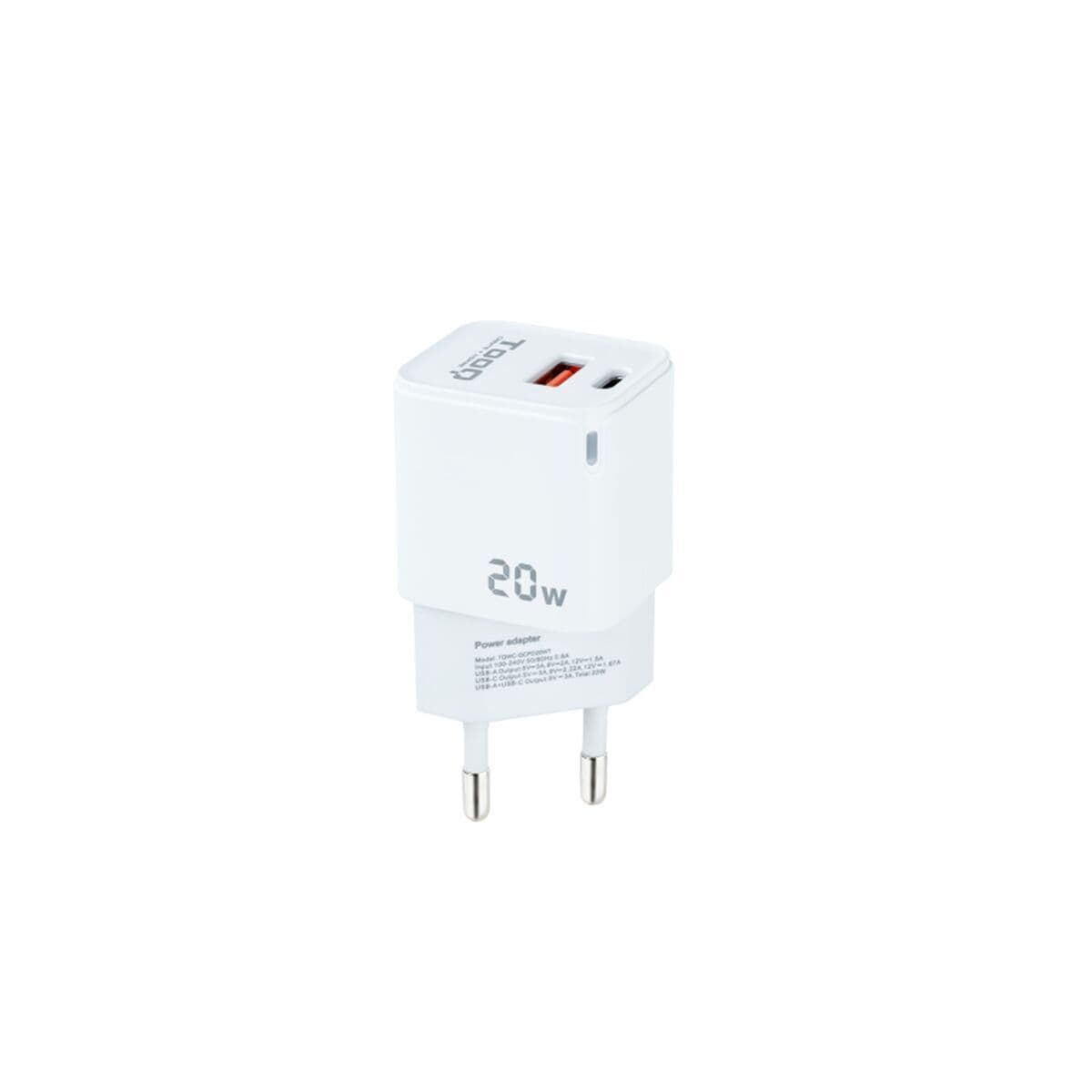 Caricabatterie da Parete TooQ TQWC-QCPD20WT Bianco 20 W