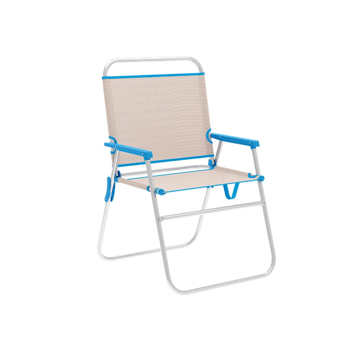 Marbueno Sedia Pieghevole Alluminio Beige/Azzurro Spiaggia e Piscina 56x52x80 cm 10173