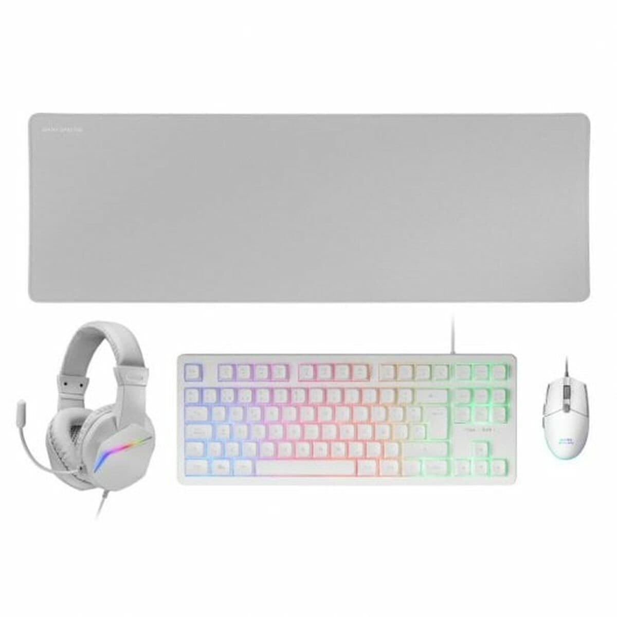 Tastiera e Mouse Mars Gaming MCPRGB3WES Qwerty in Spagnolo Bianco