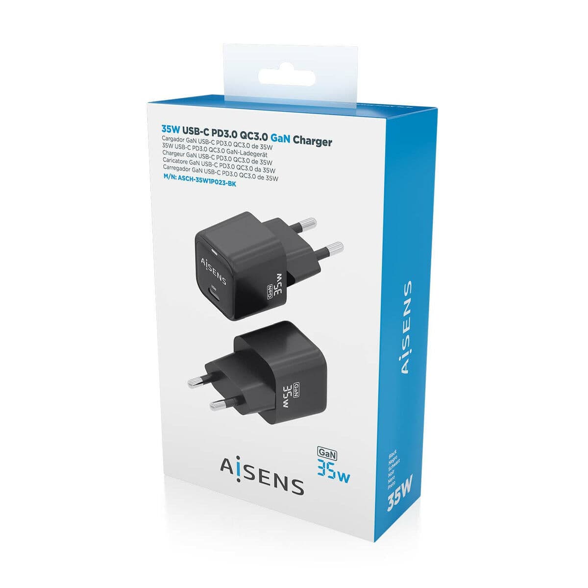 Caricabatterie da Parete Aisens ASCH-35W1P023-BK Nero Multicolore 35 W