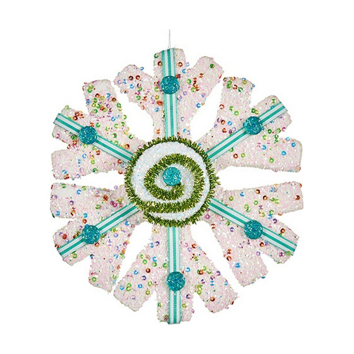 Decorazione Natalizia Krist+ Azzurro Bianco Verde Fiocchi di neve 17 x 6 x 17 cm