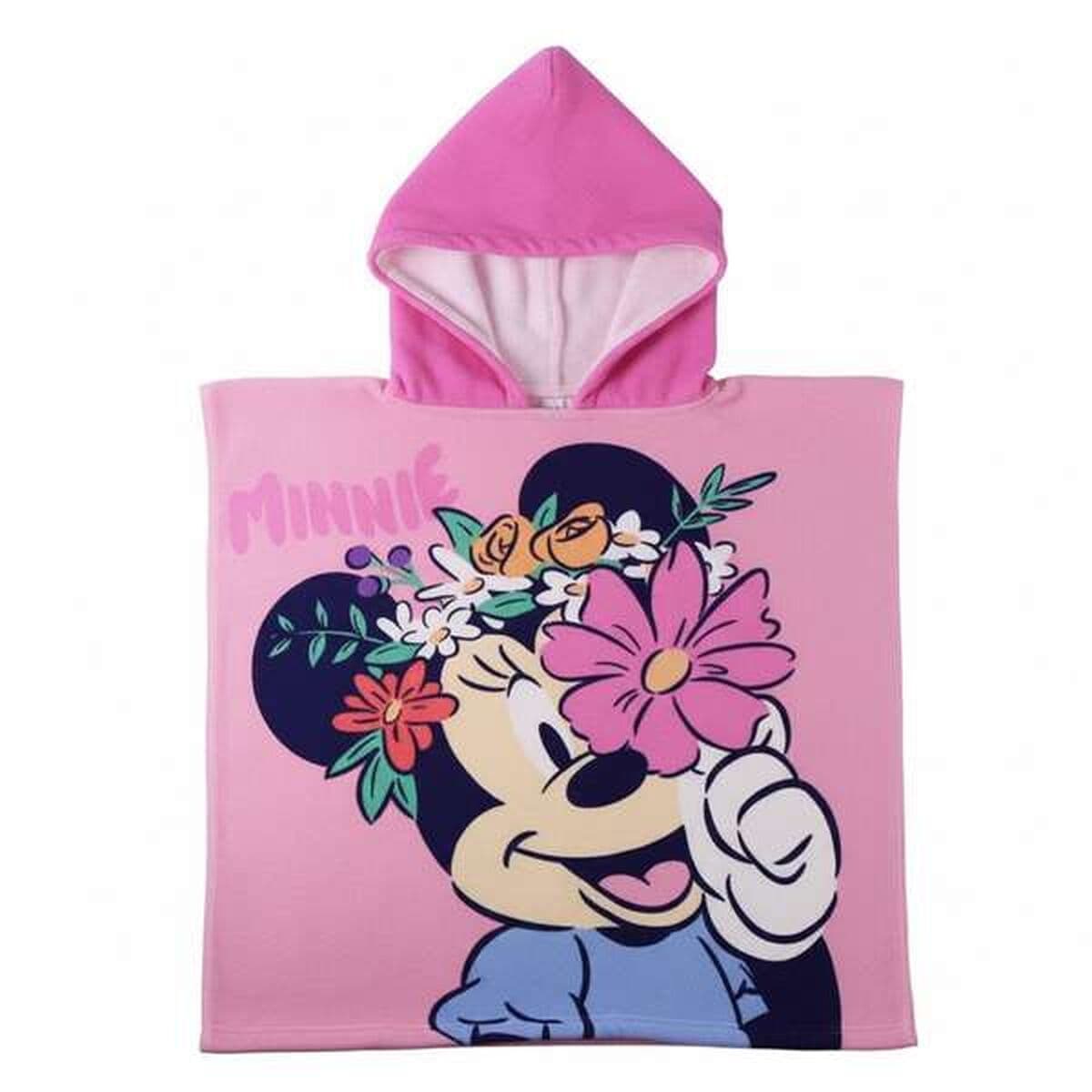 Poncho-Asciugamano con Cappuccio Minnie Mouse Rosa 55 x 77 cm