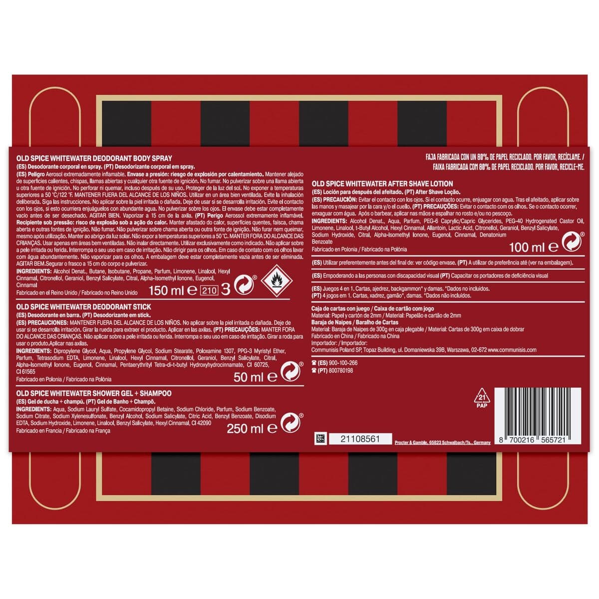 Gel Doccia Old Spice WHITEWATER 4 Pezzi