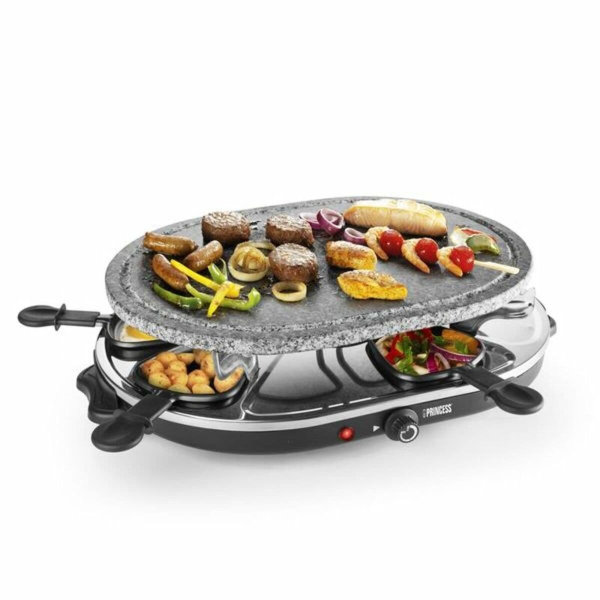 Raclette Princess 8 Oval Stone Grill Party Nero Grigio