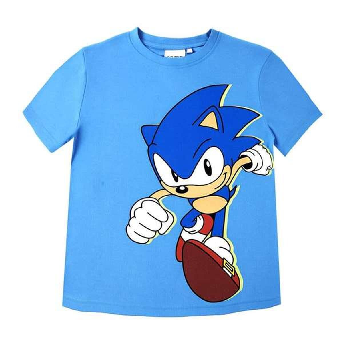 Maglia a Maniche Corte per Bambini Sonic Azzurro