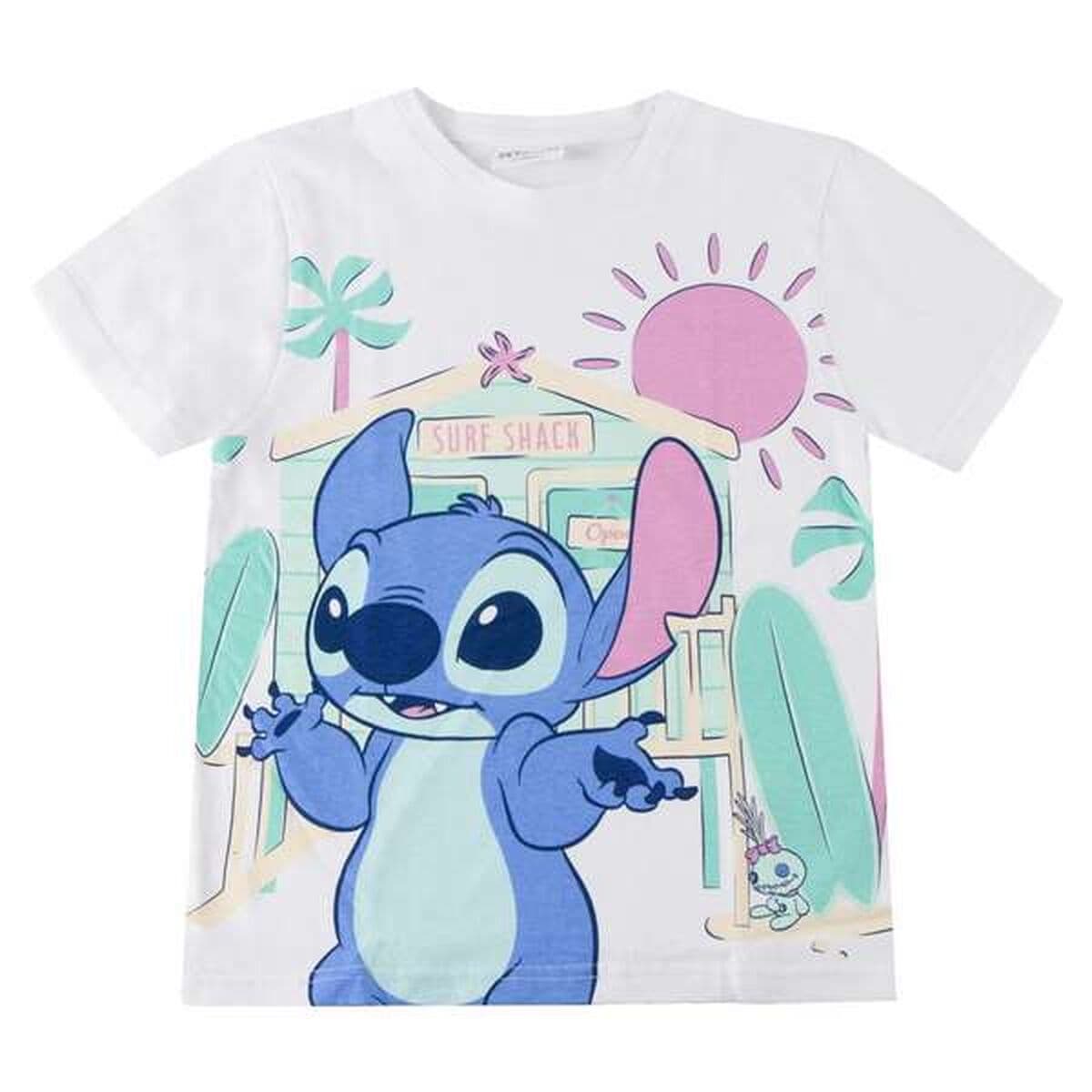 Maglia a Maniche Corte per Bambini Stitch Bianco