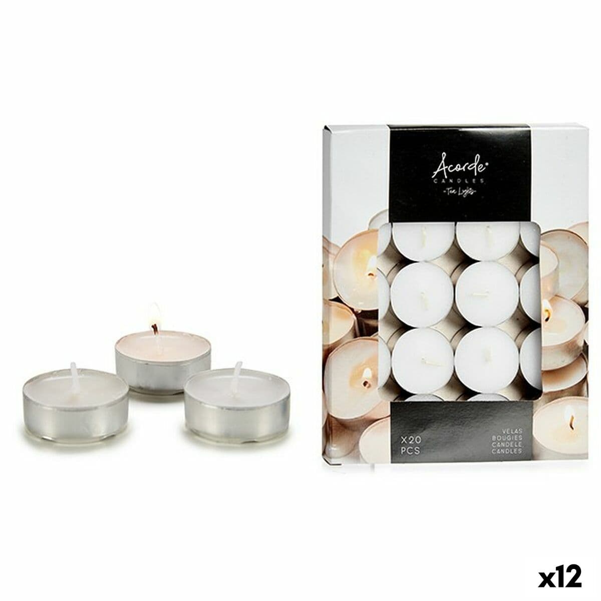 Set candele Acorde bianche - 12 unità