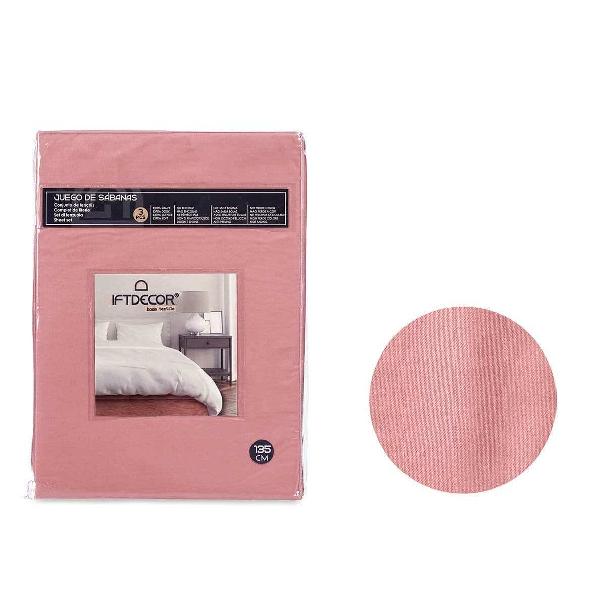Set biancheria letto Gift Decor Rosa — 3 pezzi, Matrimoniale