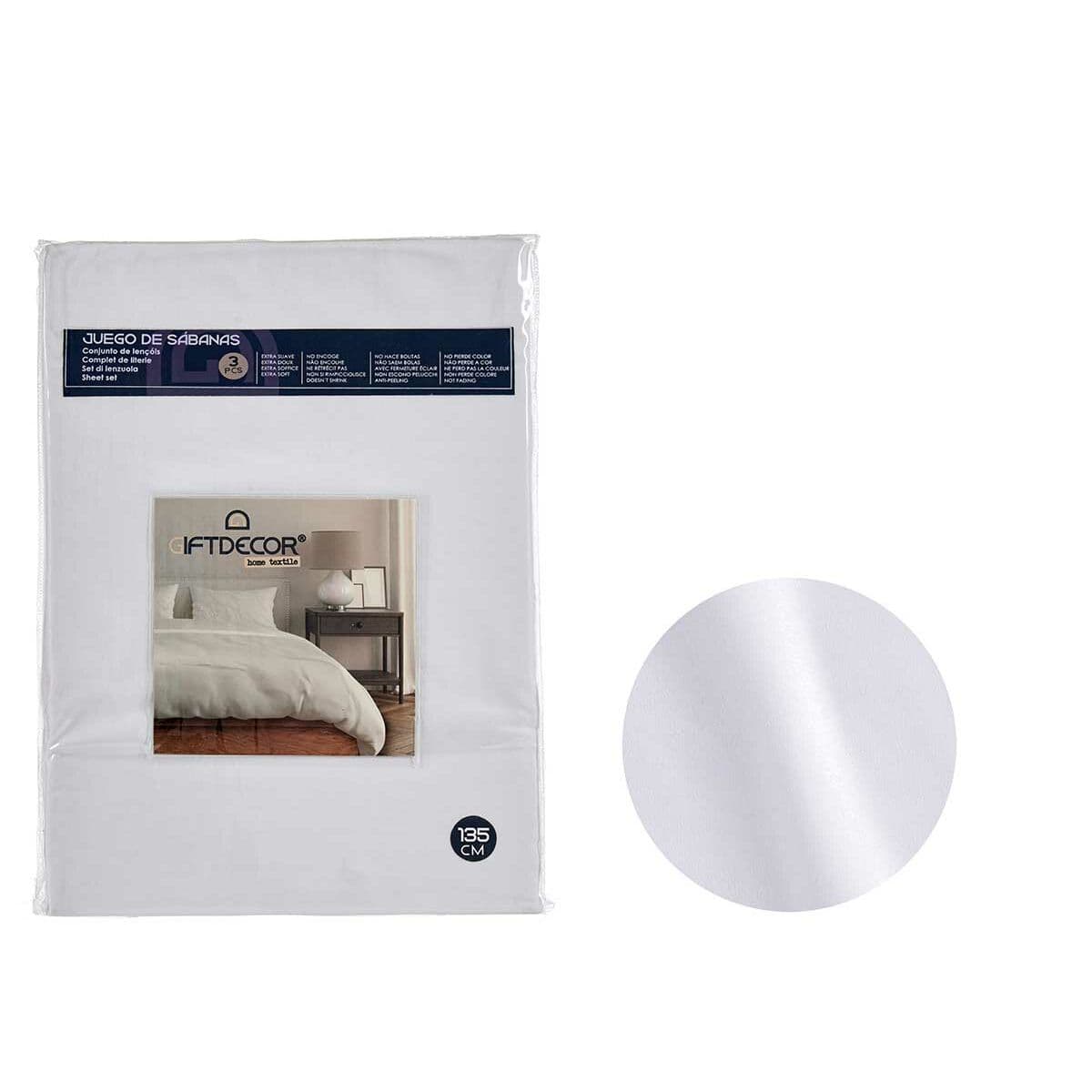 Bedding set Gift Decor White Grey Double 3 Pieces