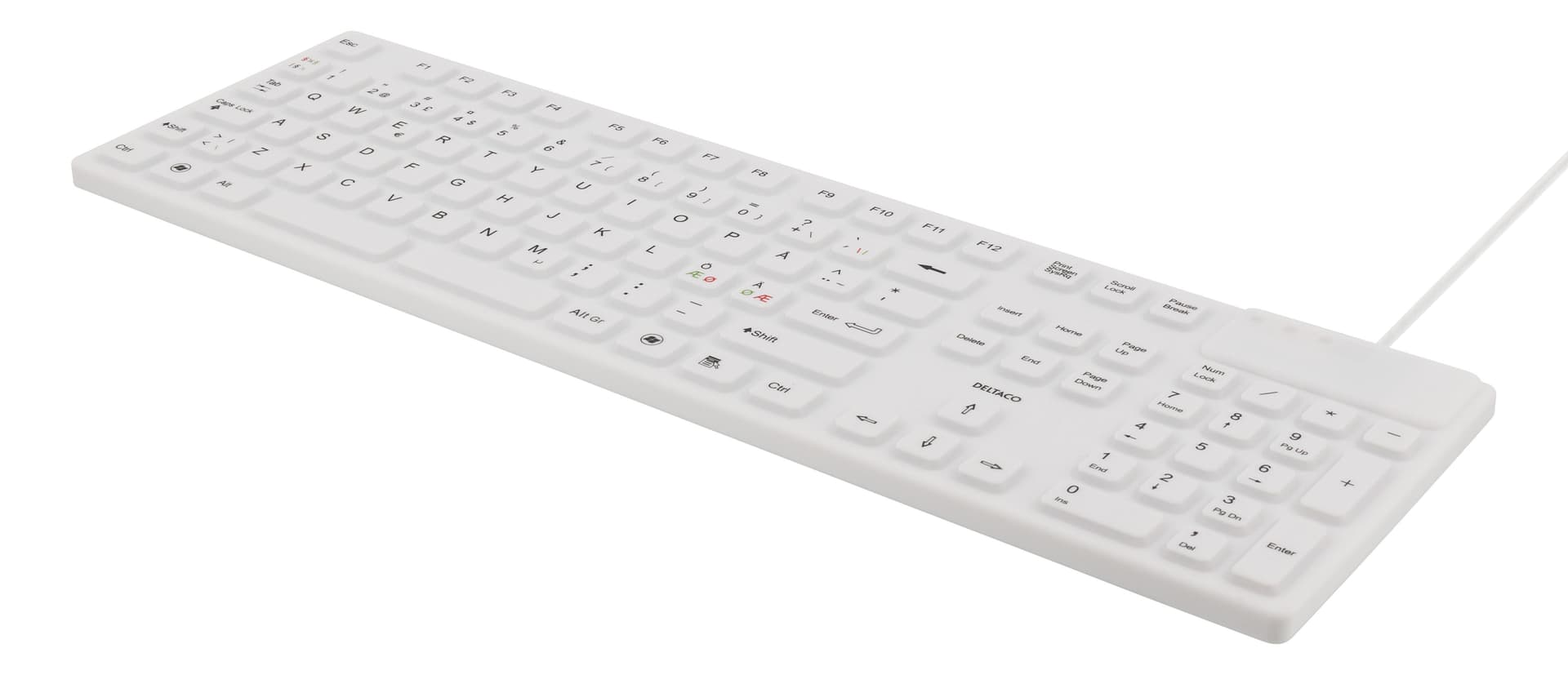 Deltaco TB-505 Universal-Tastatur USB QWERTY Nordic Weiß
