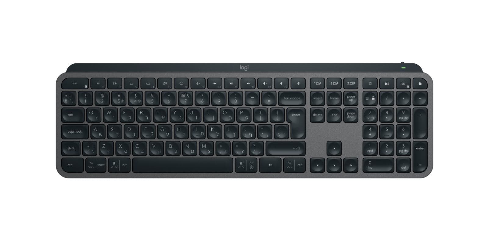 Logitech MX Keys S (mx KEYS S-graphite- Hebrew) - Versione UK