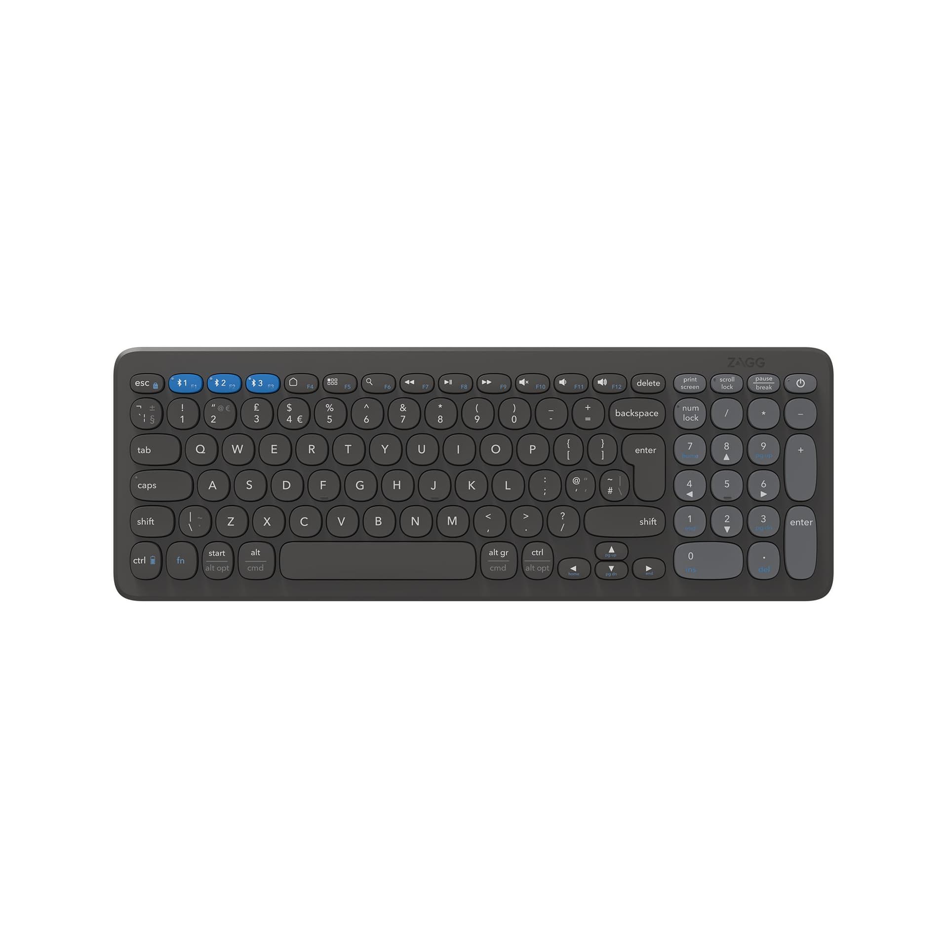 ZAGG Pro Keyboard 15 Tastiera Universale Bluetooth Qwerty Inglese UK Nero (zagg PRO Keyboard - Charcoal UK MID Size) - Versione UK