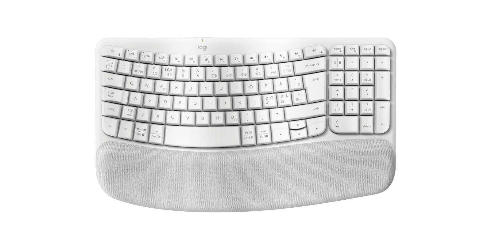 Logitech 920-012299 tastiera Ufficio RF senza fili + Bluetooth QWERTY Nordic Bianco (Logitech Wave Keys - Off-white)