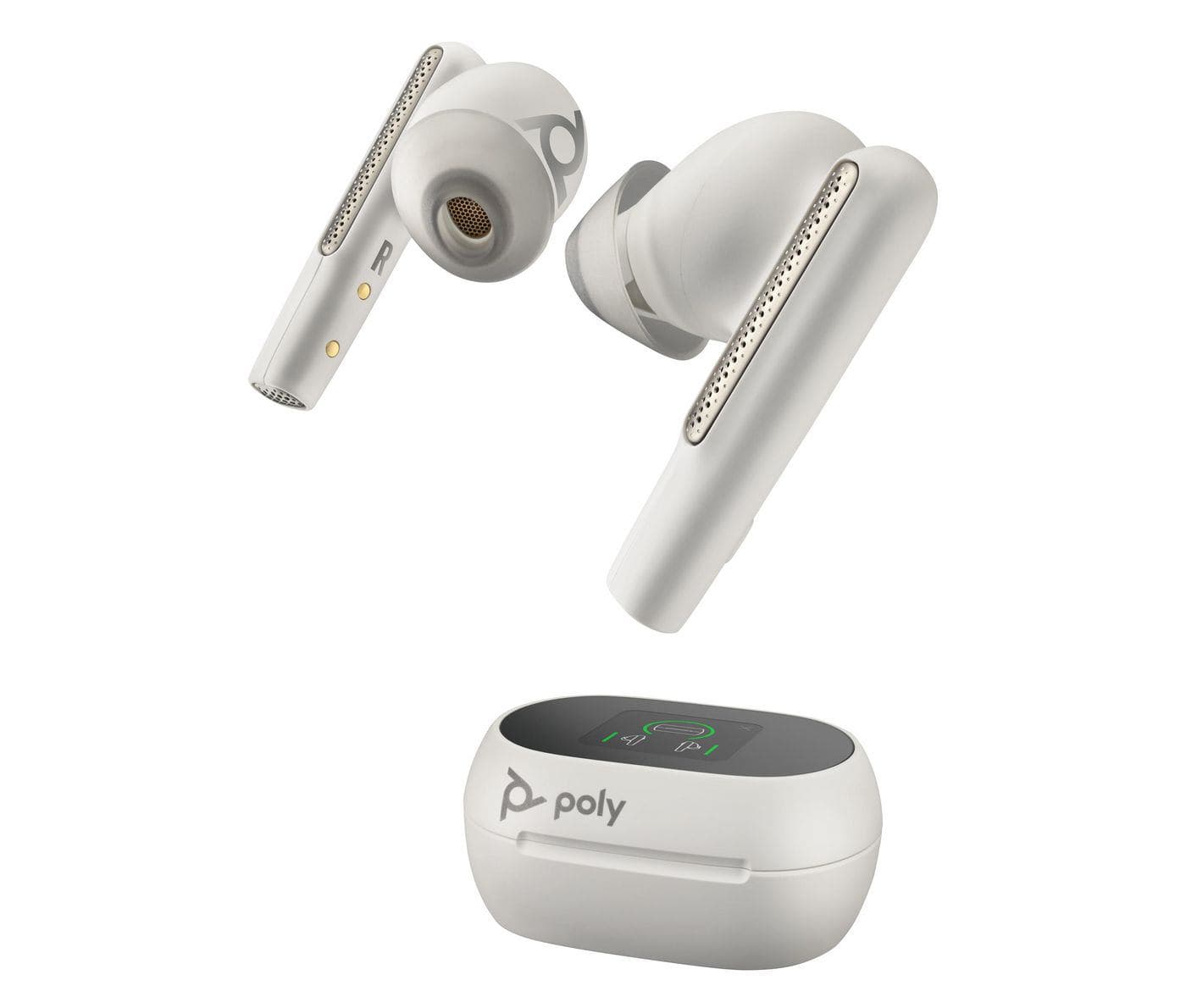 Voyager Free 60+ UC White - Sand Earbuds +BT700 USB-A - Adapter +Touchscreen Charge Case