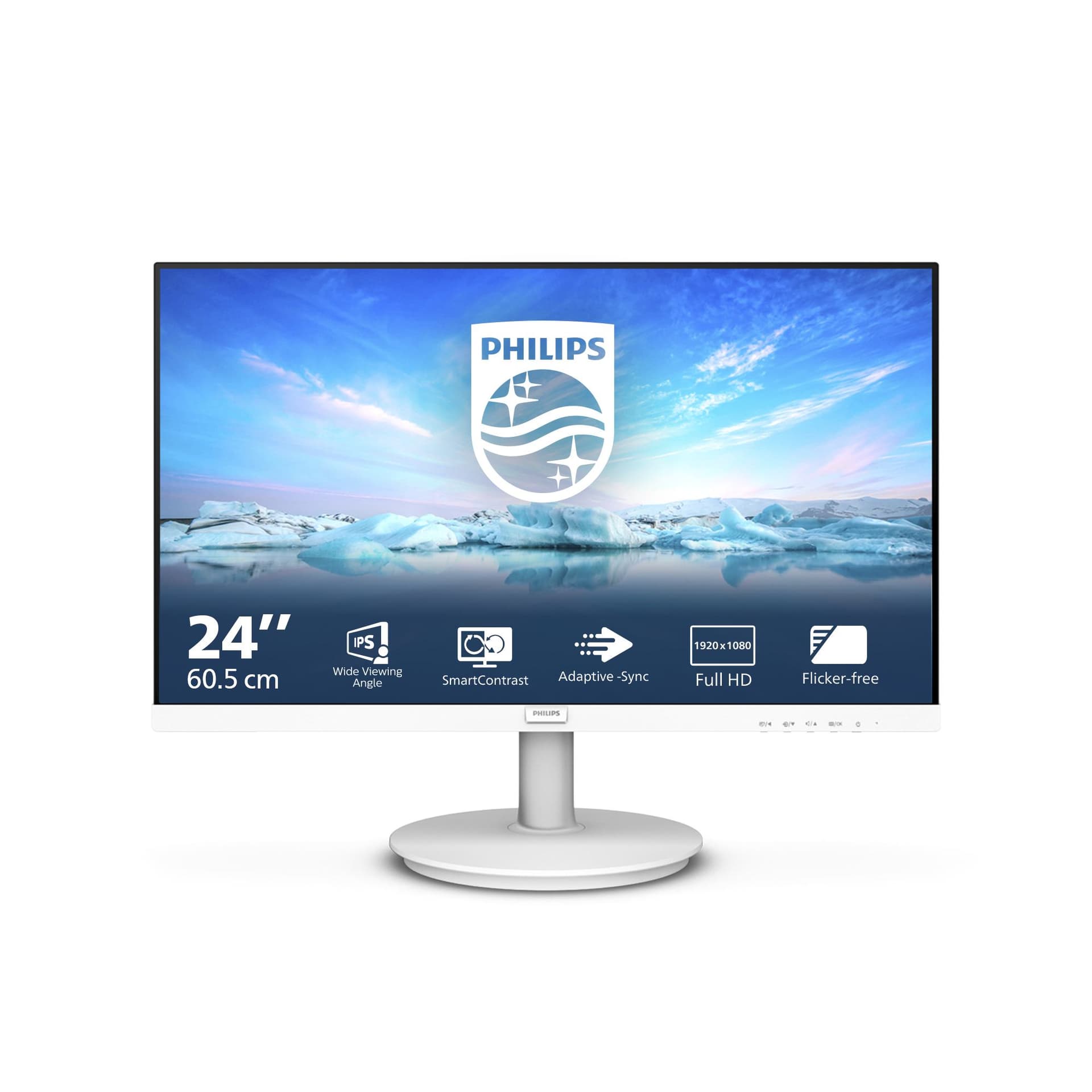 Philips V Line 241V8AW/00 Monitor PC 60,5 cm [23.8] 1920 x 1080 Pixel Full HD LCD Bianco (Philips V-line 241V8AW - Monitor a LED - 24 [23.8 visualizzabile] - 1920 x 1080 Full HD [1080p] @ 75 Hz - IPS - 250 cd/mÂ² - 1000:1 - 4 ms - HDMI, VGA - altopar