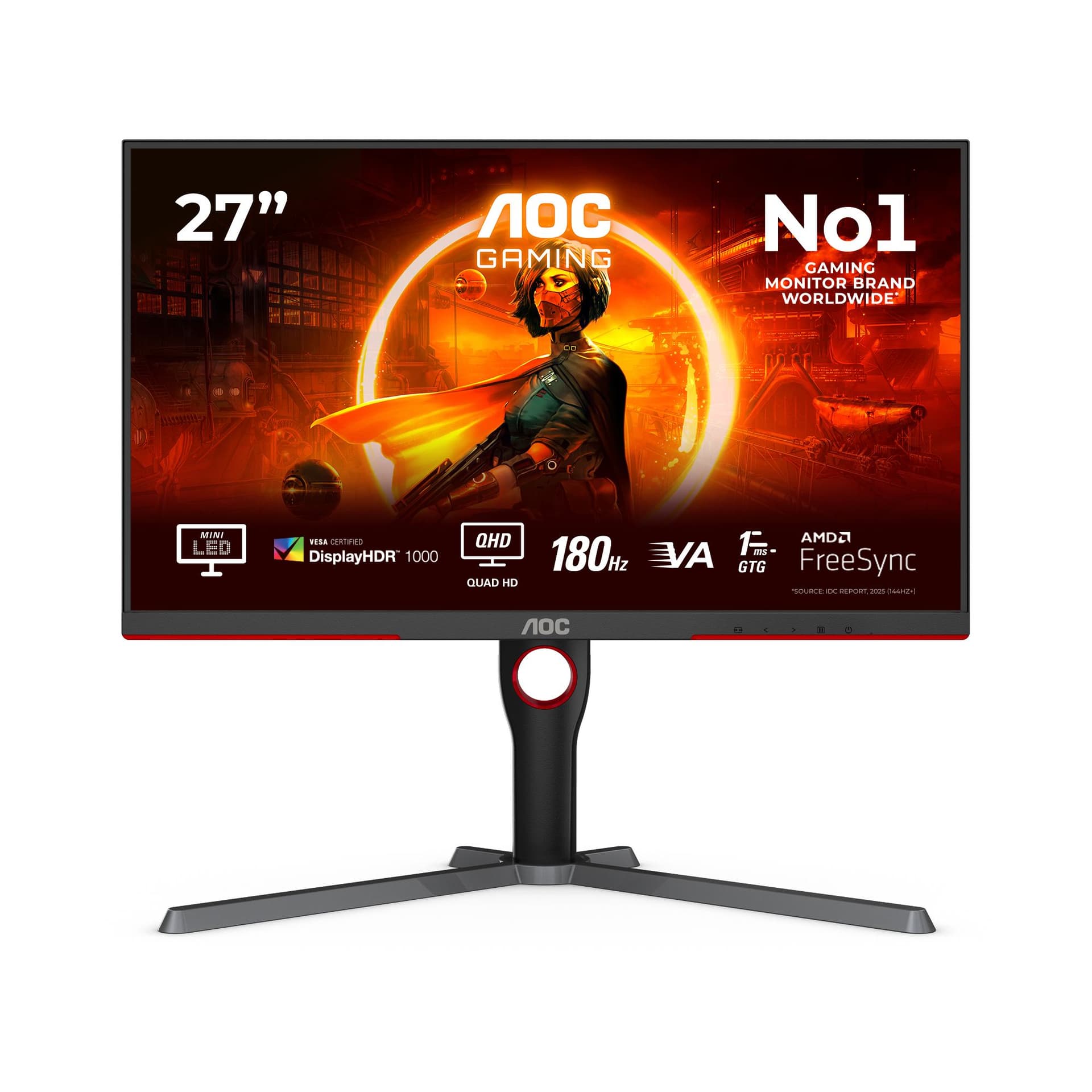 AOC G3 Q27G3XMN/BK Monitor PC 68,6 cm [27] 2560 x 1440 Pixel 2K Ultra HD LED Nero, Rosso (AOC Q27G3XMN/BK - 27 2560x1440 - 180)