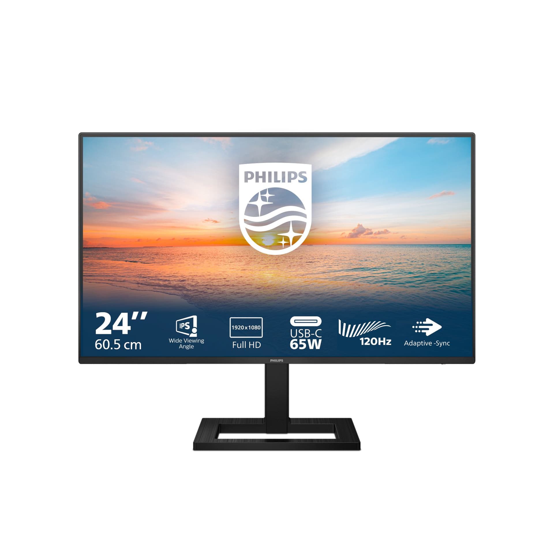 Philips Serie 1000 24E1N1300AE/00 Monitor PC 60,5 cm [23.8] 1920 x 1080 Pixel Full HD LCD Nero (Philips 24E1N1300AE - Monitor a LED - 24 [23.8 visualizzabile] - 1920 x 1080 Full HD [1080p] @ 100 Hz - IPS - 1300:1 - 1 ms - HDMI, USB-C - altoparlanti -