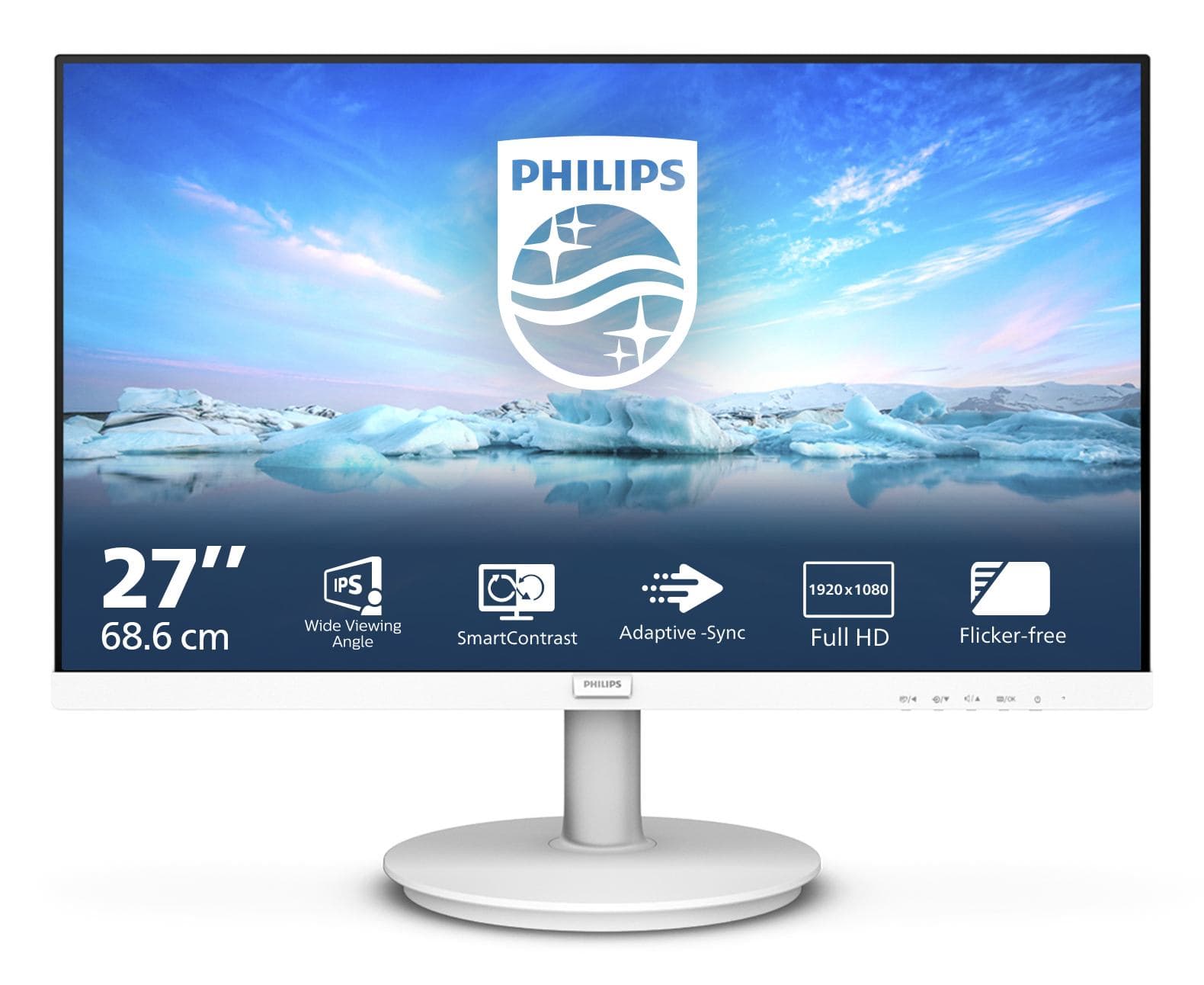 Philips V Line 271V8AW/00 Monitor PC 68,6 cm [27] 1920 x 1080 Pixel Full HD LCD Bianco (Philips V-line 271V8AW - Monitor a LED - 27 - 1920 x 1080 Full HD [1080p] @ 75 Hz - IPS - 250 cd/mÂ² - 1000:1 - 4 ms - HDMI, VGA - altoparlanti - bianco testurizz