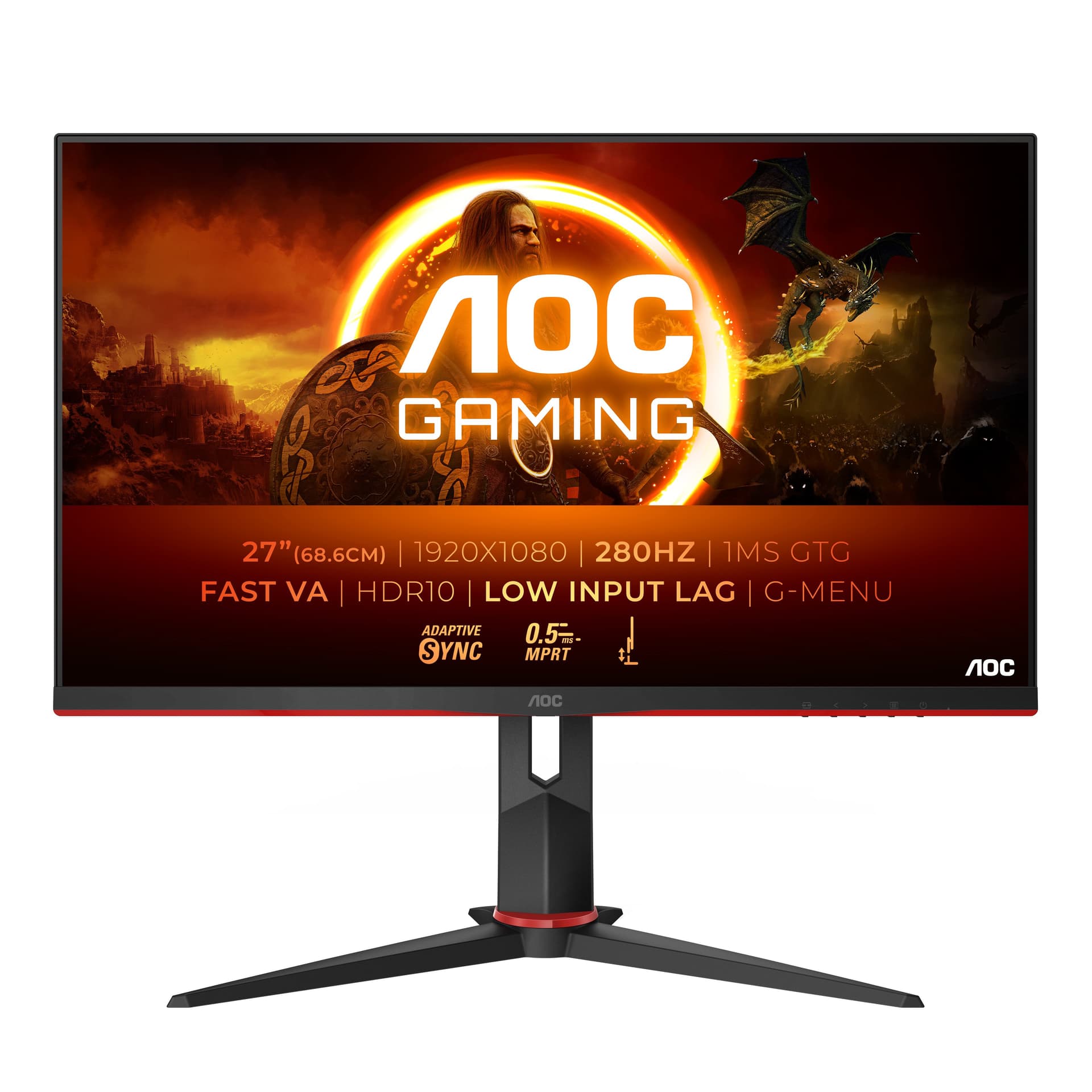 AOC G2 27G2ZN3/BK Monitor PC 68,6 cm [27] 1920 x 1080 Pixel Full HD LCD Nero, Rosso (AOC skÃ¦rm - WLED - 27 - Full HD 1920x)