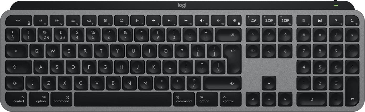 Logitech MX Keys S for Mac tastiera Ufficio RF senza fili + Bluetooth QWERTY Inglese UK Alluminio, Nero (Logitech Master Series MX Keys S for Mac - Keyboard - full size - backlit - wireless - Bluetooth LE - QWERTY - UK - space grey) - Versione UK