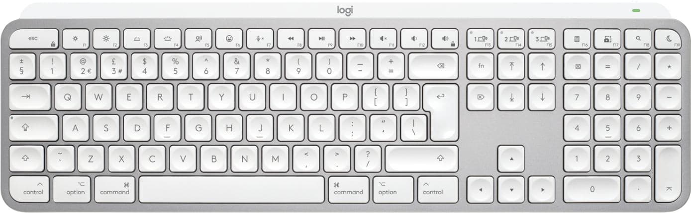 Logitech MX Keys S for Mac tastiera Ufficio RF senza fili + Bluetooth QWERTY Inglese UK Alluminio, Bianco (Logitech Master Series MX Keys S for Mac - Keyboard - full size - backlit - wireless - Bluetooth LE - QWERTY - UK - pale grey) - Versione UK