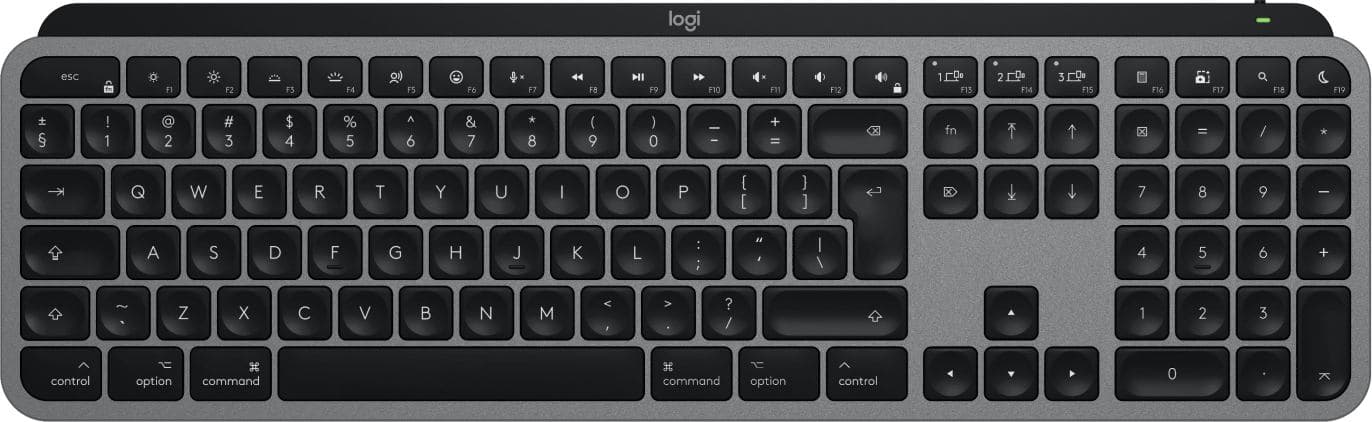 Logitech Master MX Keys S for Mac tastiera Ufficio RF senza fili + Bluetooth QWERTY US International Alluminio, Nero (MX KEYS S FOR MAC - SPACE GREY-US INTL-EMEA 28-935) - Versione Tedesca