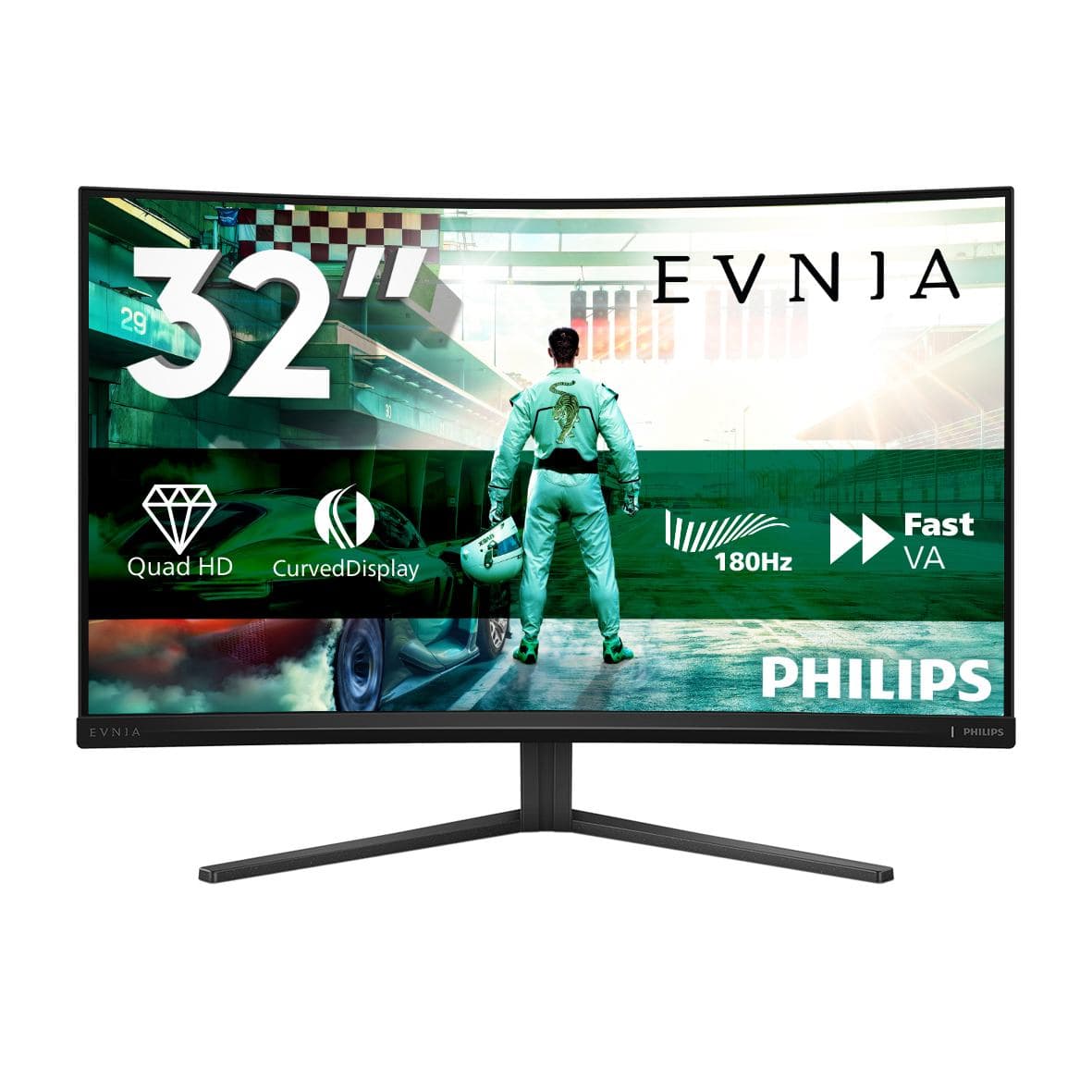Philips Evnia 32M2C3500L/00 Monitor PC 80 cm [31.5] 2560 x 1440 Pixel Quad HD LCD Nero (Philips Evnia 3000 32M2C3500L - Monitor a LED - gaming - curvato - 32 [31.5 visualizzabile] - 2560 x 1440 QHD @ 180 Hz - Fast VA - 300 cd/mÂ² - 3500:1 - HDR10 - 0