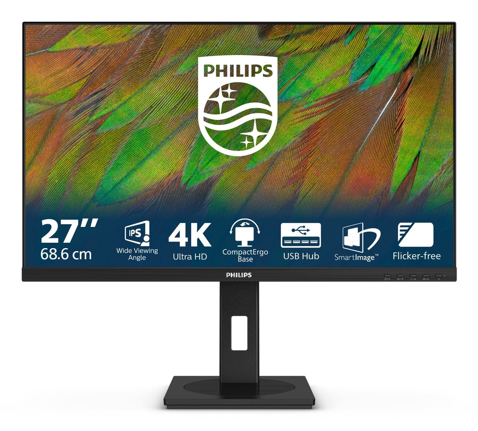 Philips Serie 3000 27B1N3800/00 Monitor PC 68,6 cm [27] 3840 x 2160 Pixel 4K Ultra HD LCD Nero (27B1N3800 - 27 IN ULTRA HD - MONITOR HEIGHT-ADJUSTABLE SPEAKE)