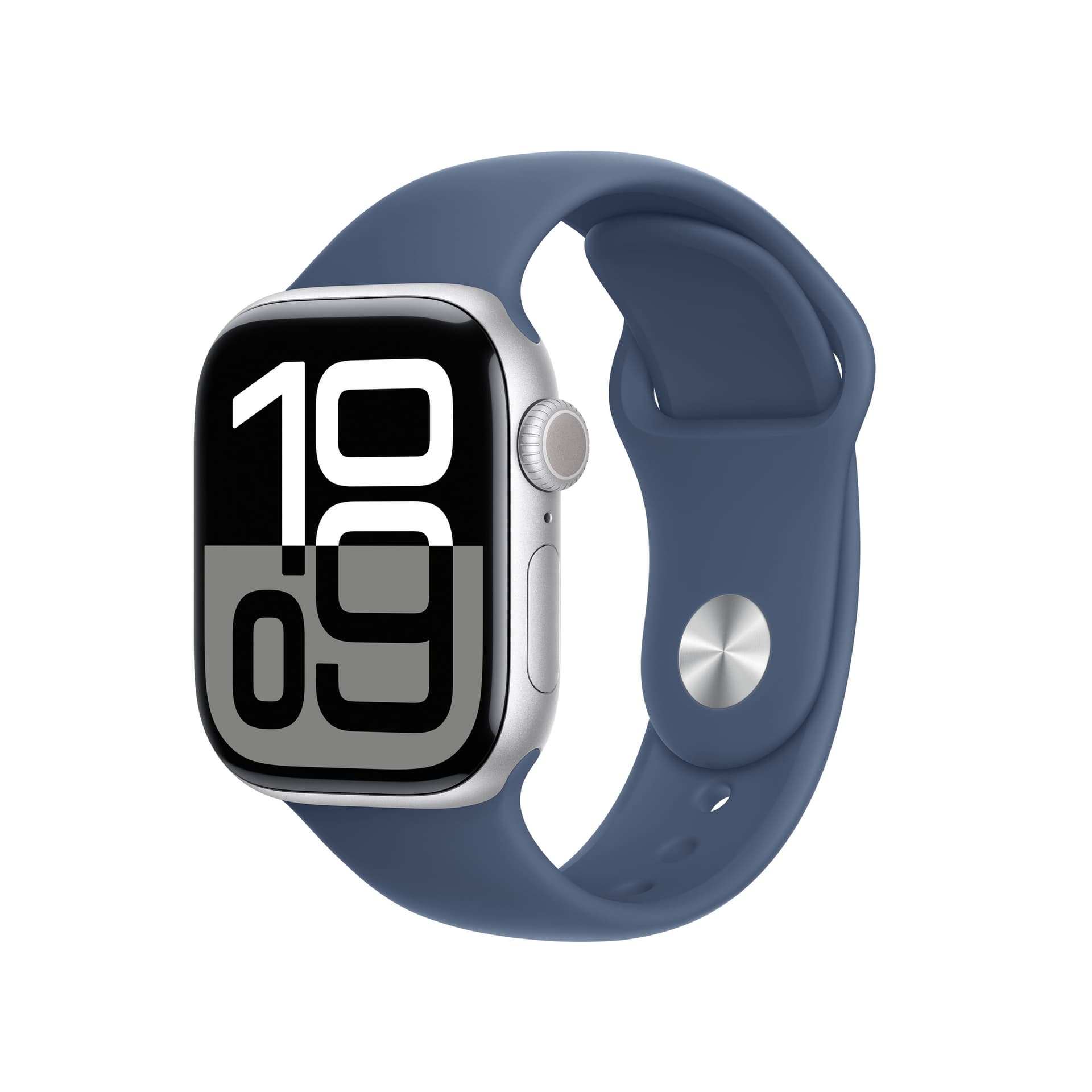 Apple Watch Series 10 Serie 10 GPS 42mm Cassa in Alluminio Color Argento con Denim Sport Band - S/M (Apple Watch Series 10 [GPS] - 42 mm - alluminio argento - smartwatch con fascia sportiva - fluoroelastomero - denim - dimensione della fascia: S/M - 